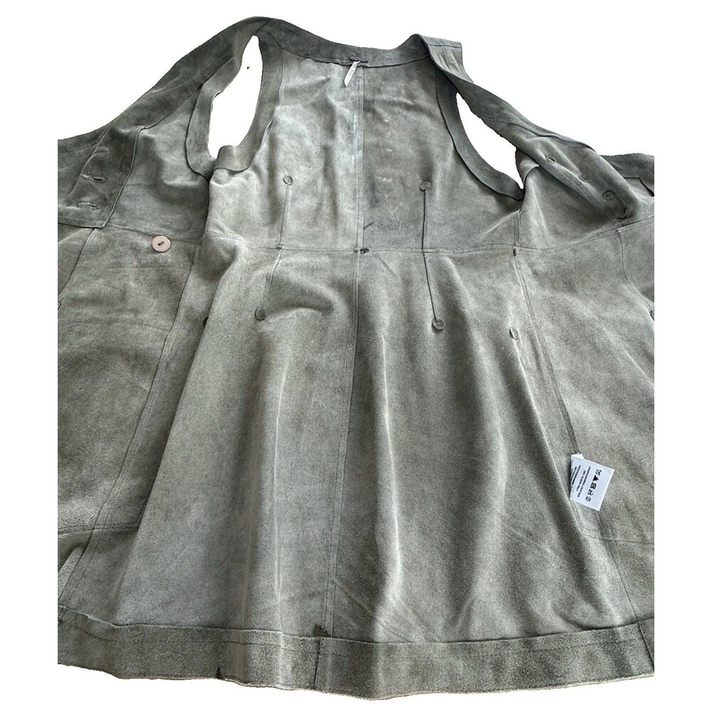 Free People Suede Mini Dress Women Sz 4 Green Genuine Suede Boho Festival GUC - Picture 12 of 14